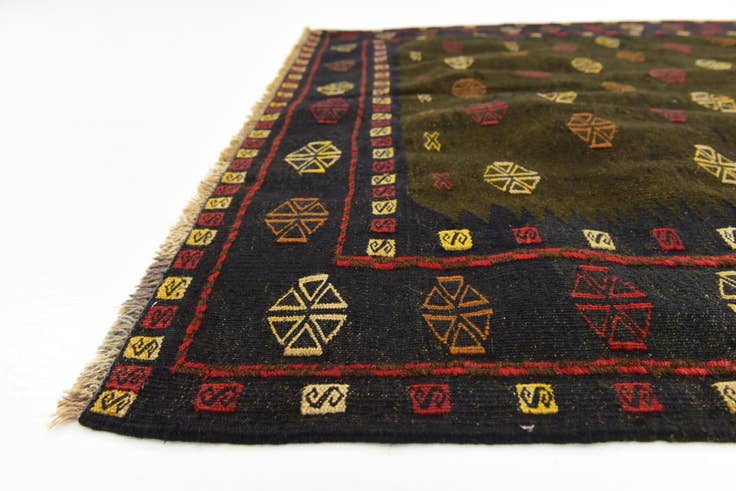 Detail image of 3' 10 x 4' 4 Hand Knotted Sumak Wool Square Rug