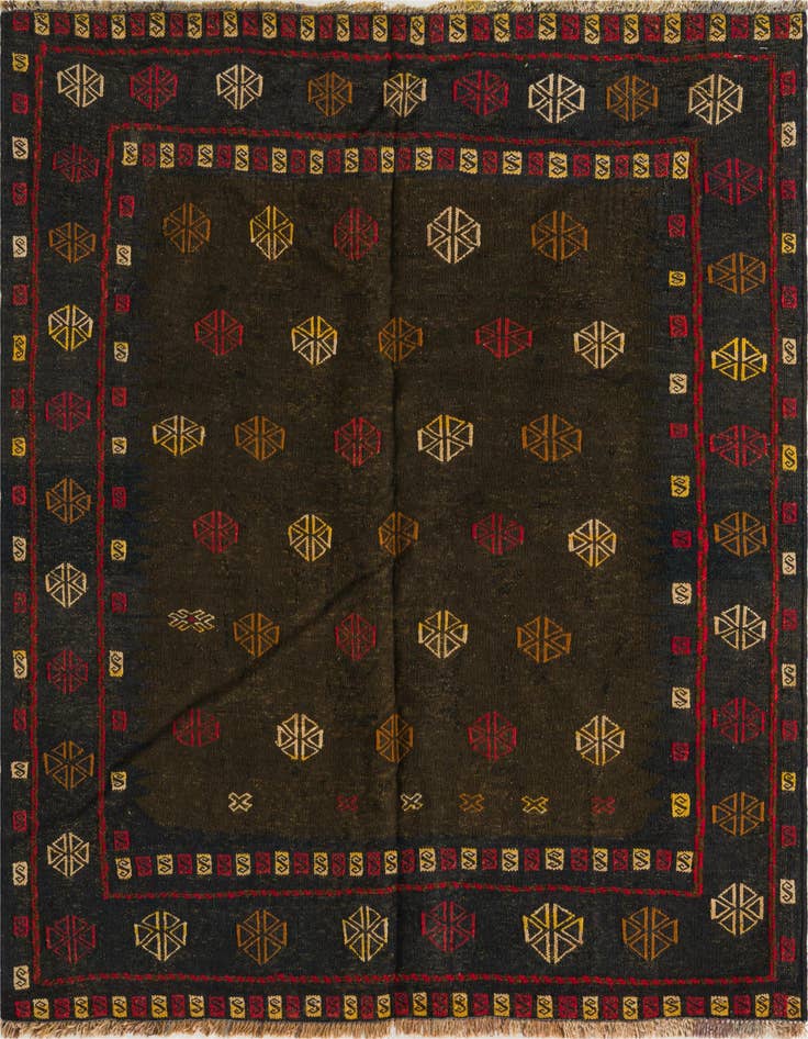 Detail image of 3' 10 x 4' 4 Hand Knotted Sumak Wool Square Rug