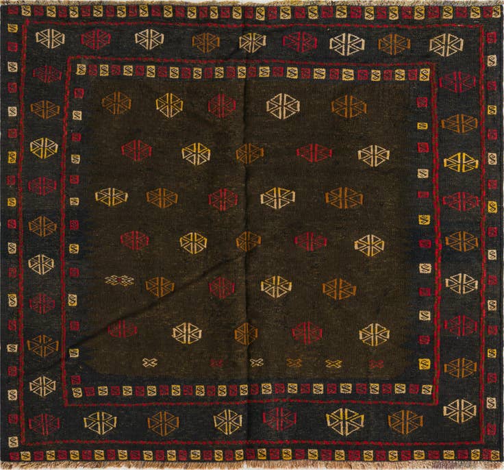 Detail image of 3' 10 x 4' 4 Hand Knotted Sumak Wool Square Rug