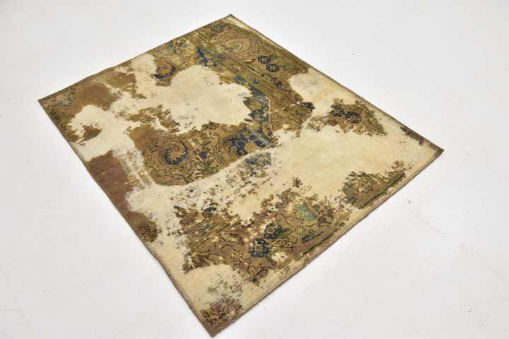 3' 10 x 4' 8 Hand Knotted Ultra Vintage Persian Wool Square Rug