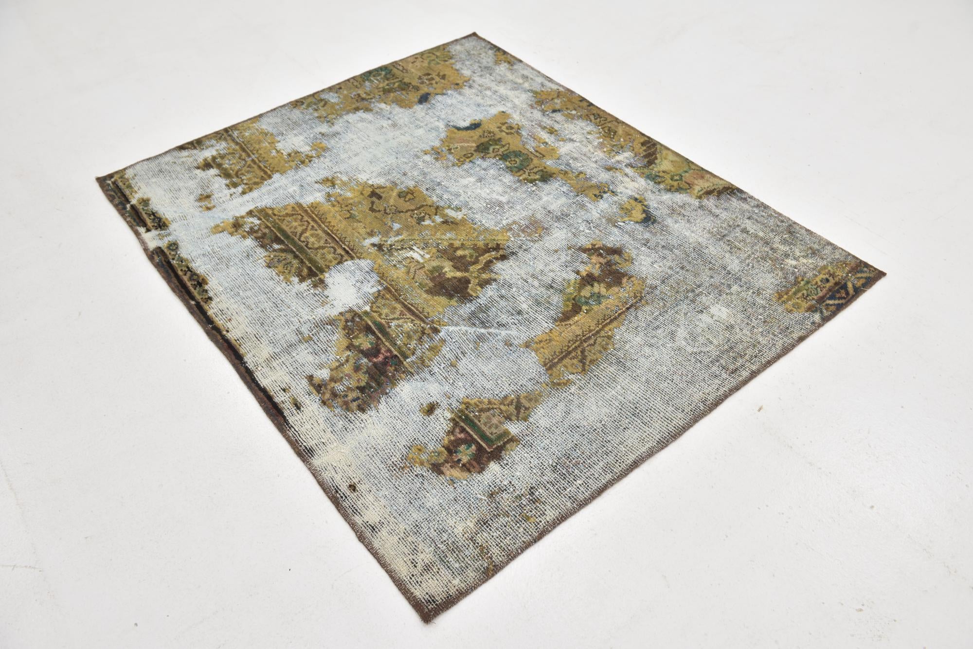 4' 5 x 5' 4 Hand Knotted Ultra Vintage Persian Wool Square Rug