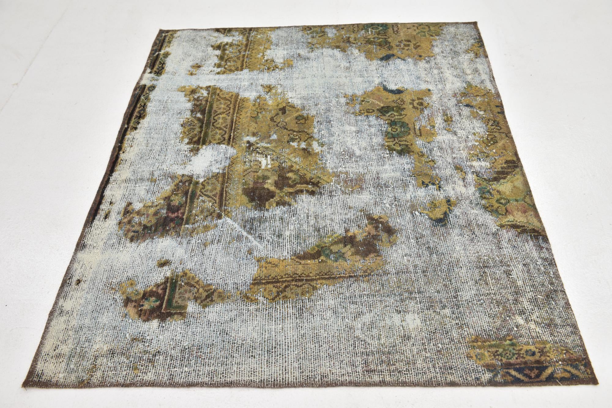 4' 5 x 5' 4 Hand Knotted Ultra Vintage Persian Wool Square Rug
