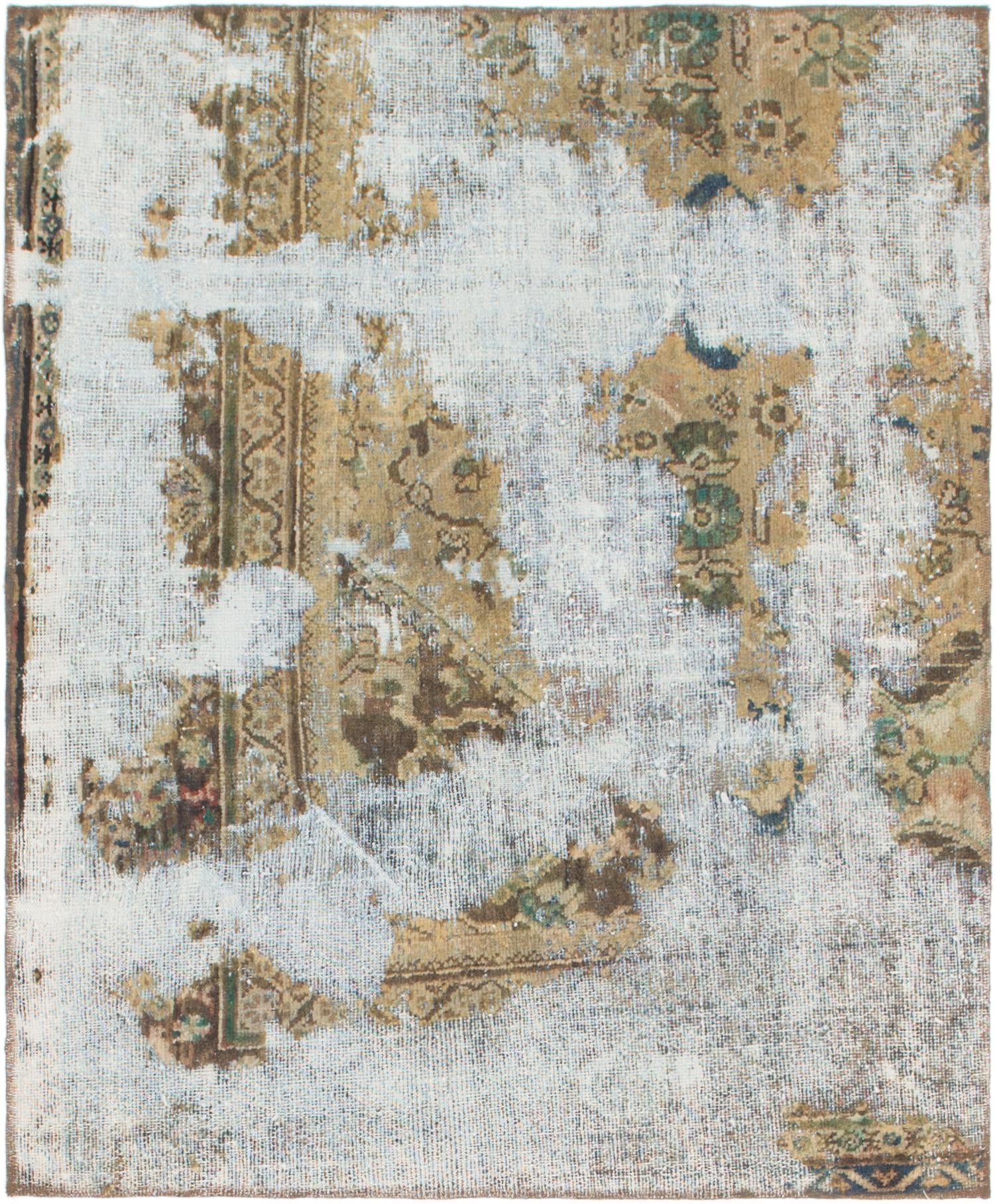 4' 5 x 5' 4 Hand Knotted Ultra Vintage Persian Wool Square Rug