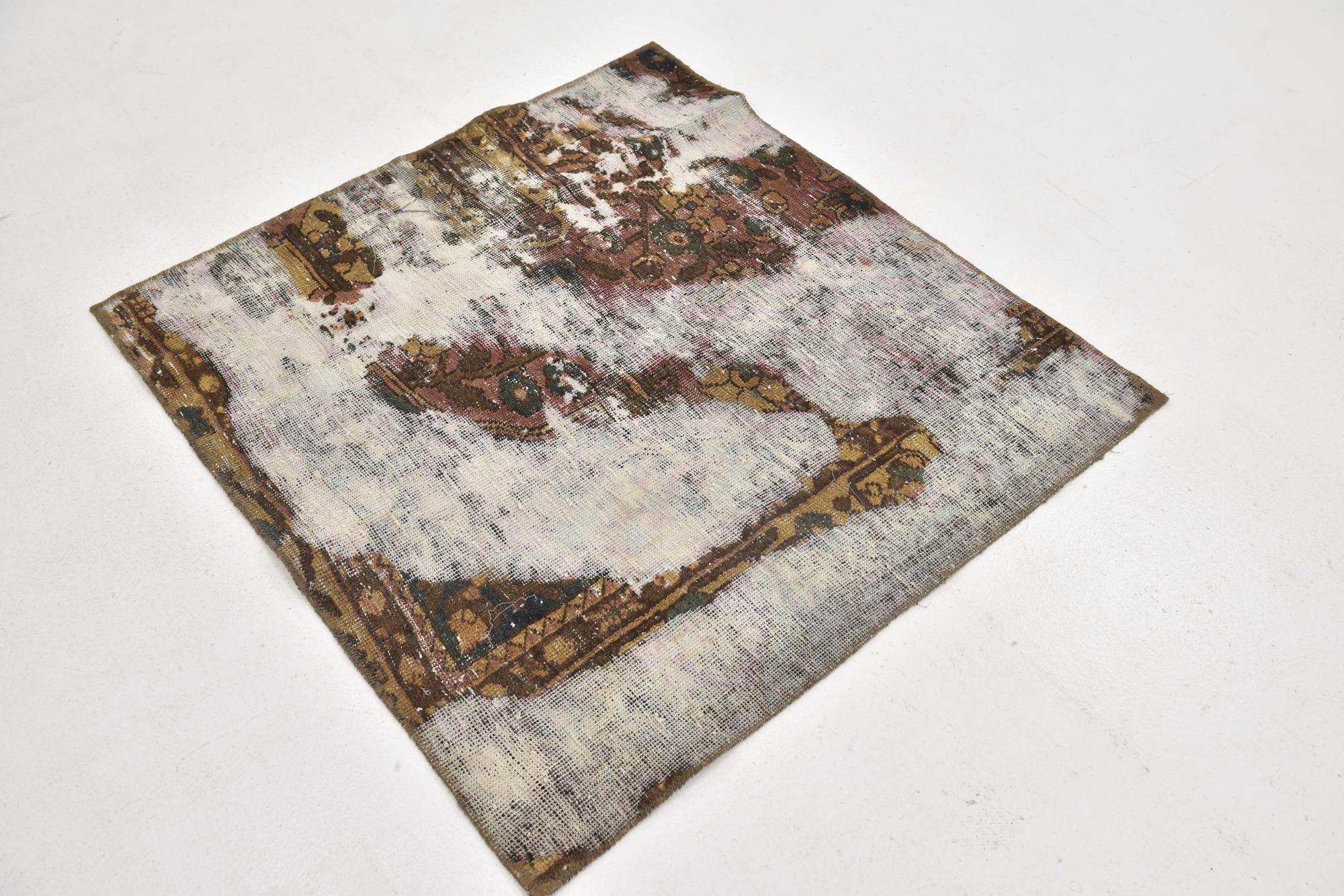 3' 6 x 3' 9 Hand Knotted Ultra Vintage Persian Wool Square Rug