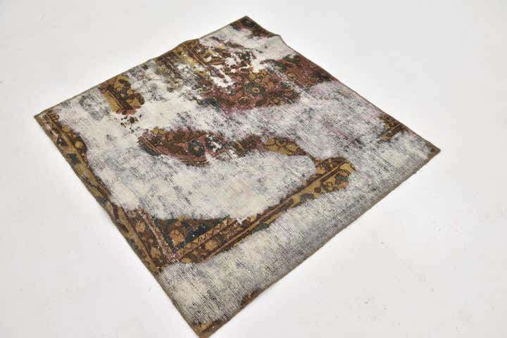 3' 6 x 3' 9 Hand Knotted Ultra Vintage Persian Wool Square Rug