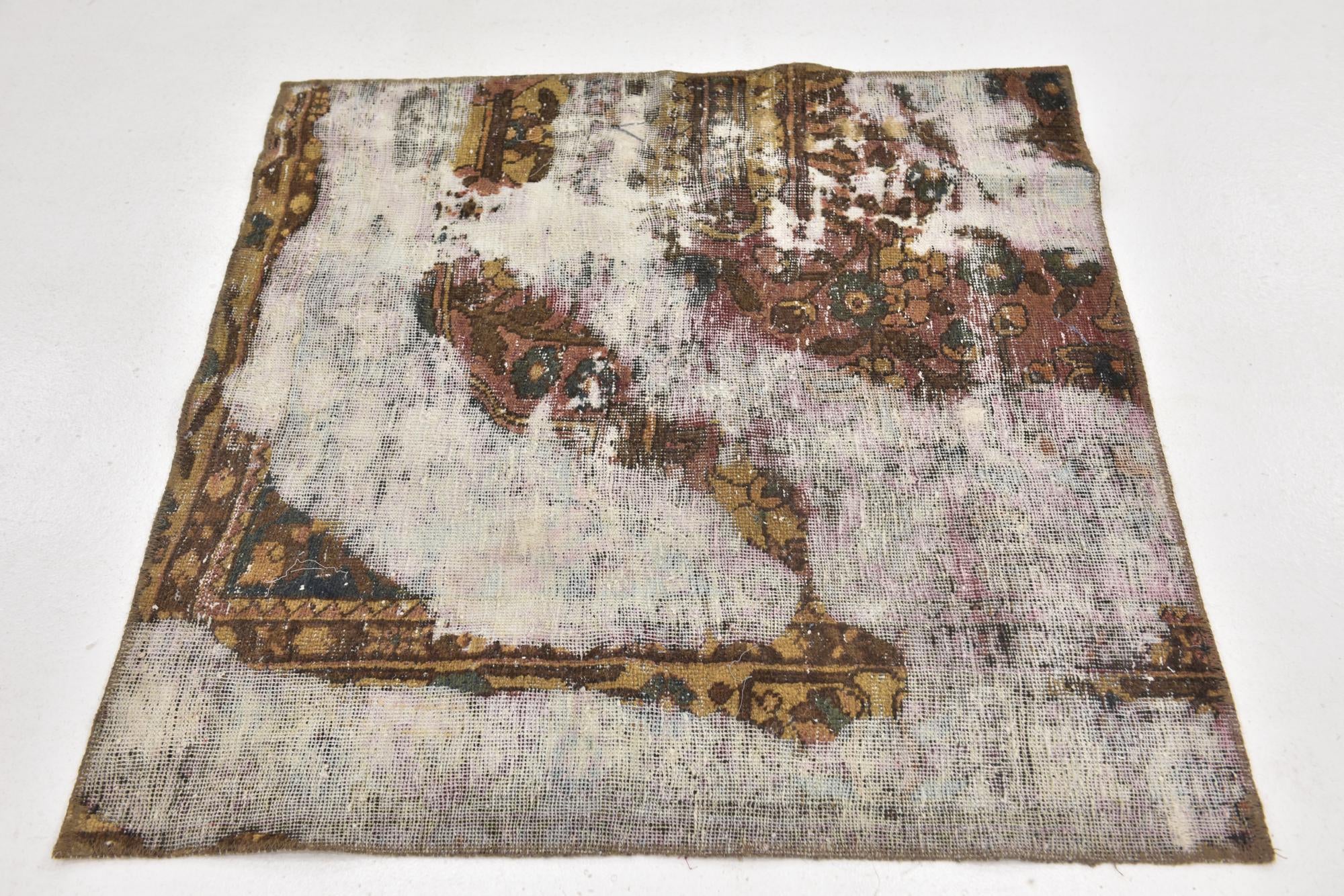 3' 6 x 3' 9 Hand Knotted Ultra Vintage Persian Wool Square Rug