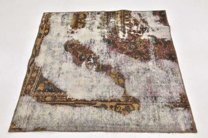 3' 6 x 3' 9 Hand Knotted Ultra Vintage Persian Wool Square Rug