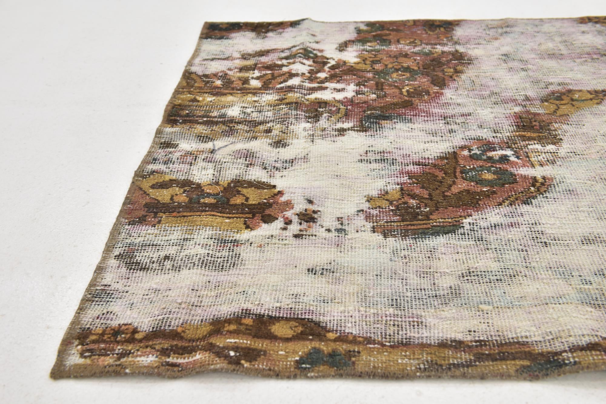 3' 6 x 3' 9 Hand Knotted Ultra Vintage Persian Wool Square Rug