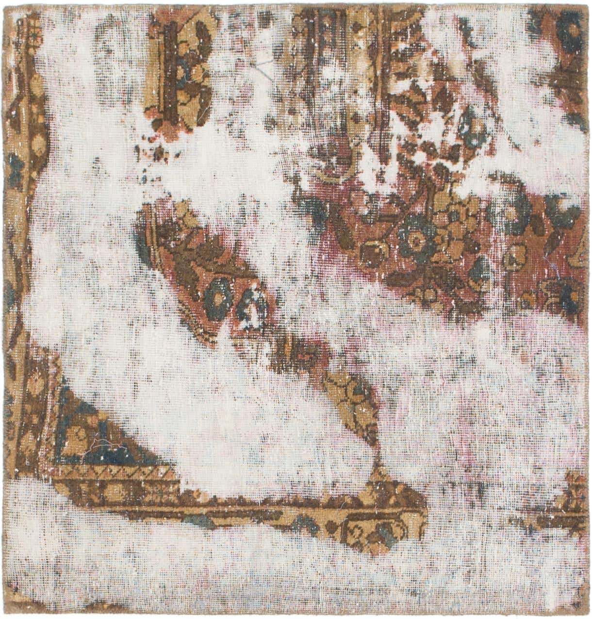 3' 6 x 3' 9 Hand Knotted Ultra Vintage Persian Wool Square Rug