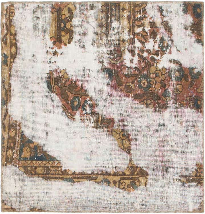 3' 6 x 3' 9 Hand Knotted Ultra Vintage Persian Wool Square Rug