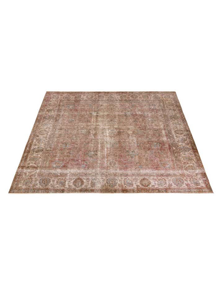 9' 2 x 9' 6 Hand Knotted Ultra Vintage Persian Wool Square Rug