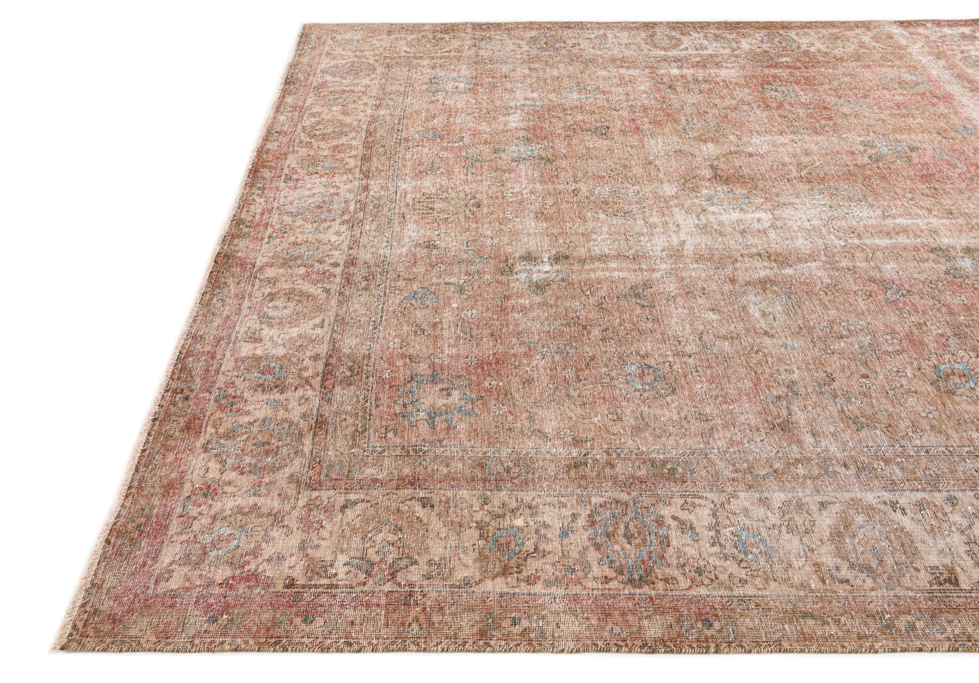 9' 2 x 9' 6 Hand Knotted Ultra Vintage Persian Wool Square Rug