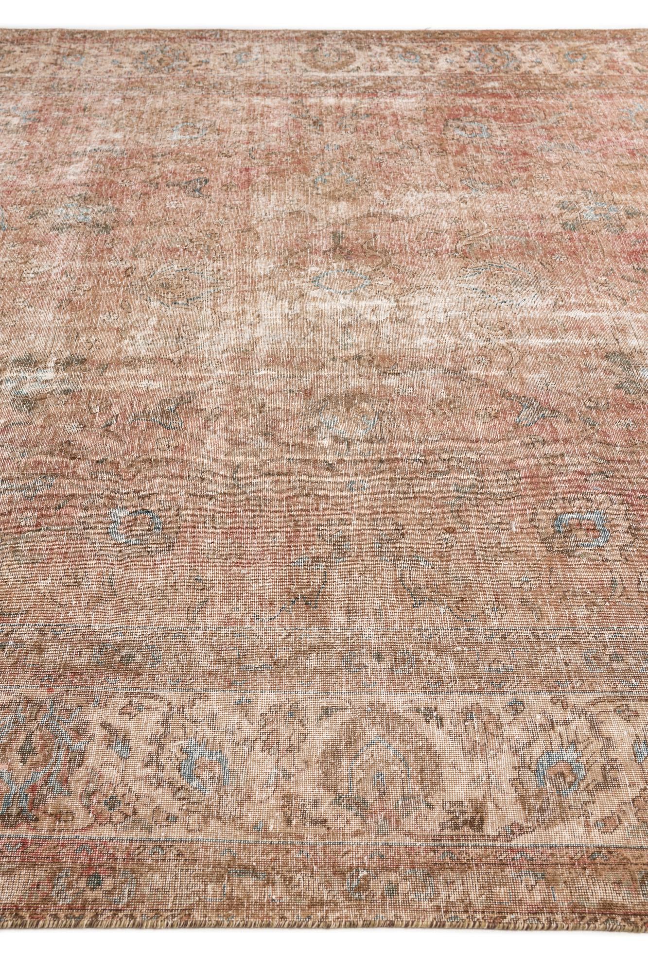 9' 2 x 9' 6 Hand Knotted Ultra Vintage Persian Wool Square Rug