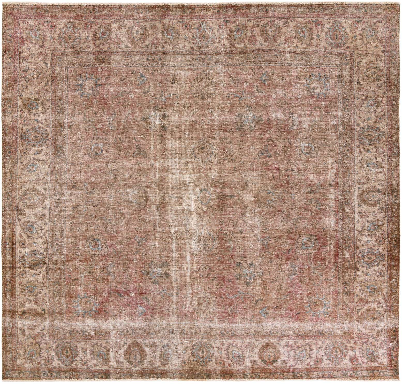 9' 2 x 9' 6 Hand Knotted Ultra Vintage Persian Wool Square Rug