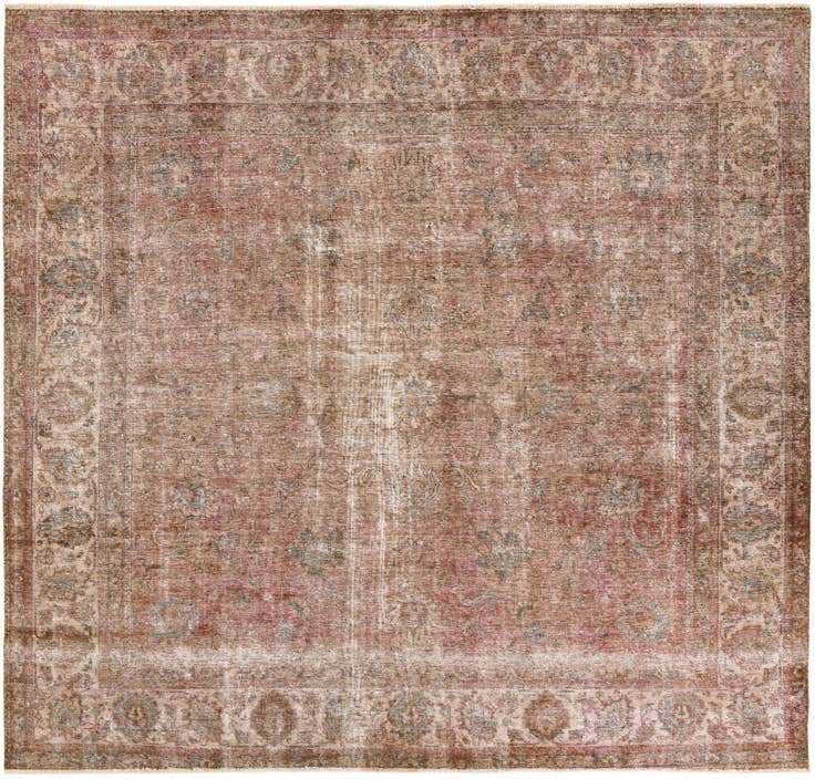 Detail image of 9' 2 x 9' 6 Hand Knotted Ultra Vintage Persian Wool Square Rug