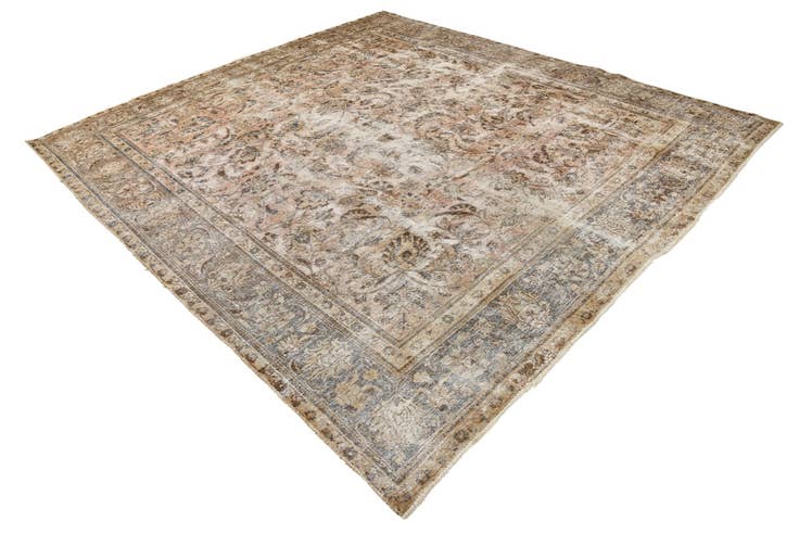 Detail image of 295cm x 330cm anudado a mano Ultra Vintage Alfombra Persa Lana Cuadrado
