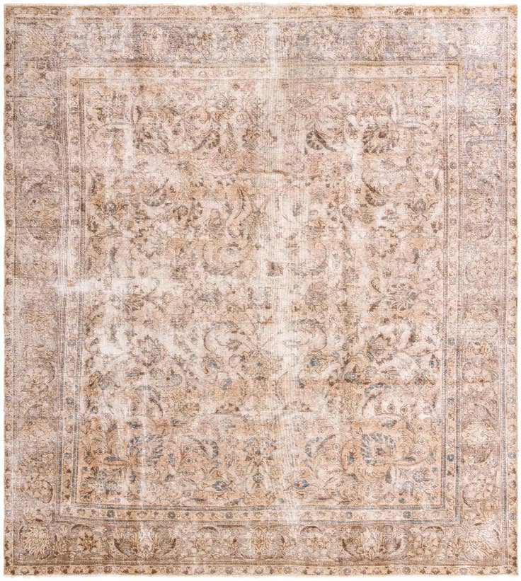 Detail image of 295cm x 330cm anudado a mano Ultra Vintage Alfombra Persa Lana Cuadrado