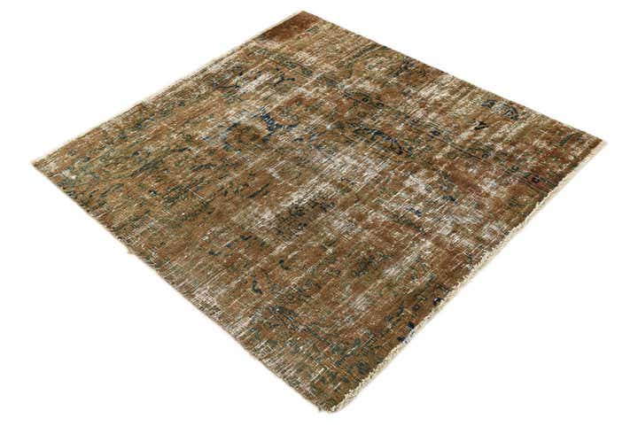 3' 9 x 4' Hand Knotted Ultra Vintage Persian Wool Square Rug