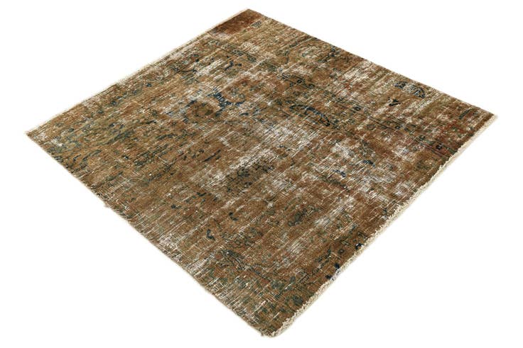 Detail image of 3' 9 x 4' Hand Knotted Ultra Vintage Persian Wool Square Rug
