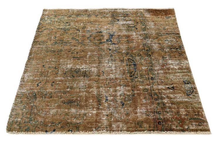 Detail image of 3' 9 x 4' Hand Knotted Ultra Vintage Persian Wool Square Rug