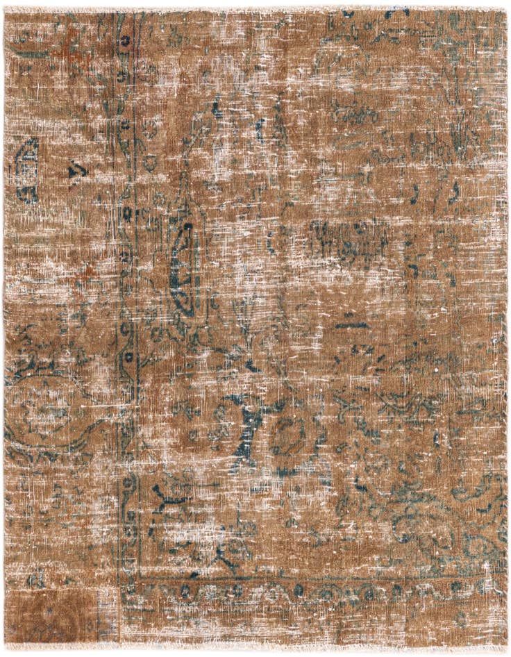Detail image of 3' 9 x 4' Hand Knotted Ultra Vintage Persian Wool Square Rug