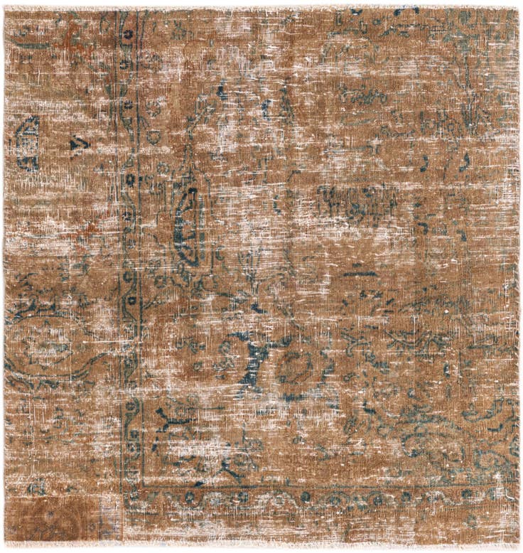 Detail image of 3' 9 x 4' Hand Knotted Ultra Vintage Persian Wool Square Rug