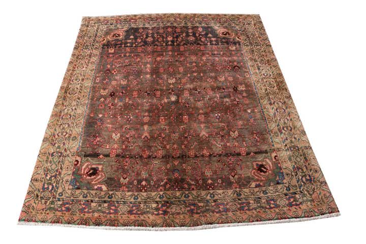 5' 4 x 6' 8 Hand Knotted Ultra Vintage Persian Wool Square Rug