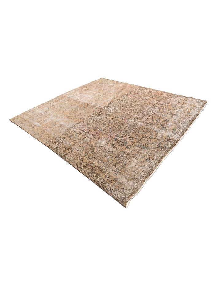 7' 9 x 8' 4 Hand Knotted Ultra Vintage Persian Wool Square Rug