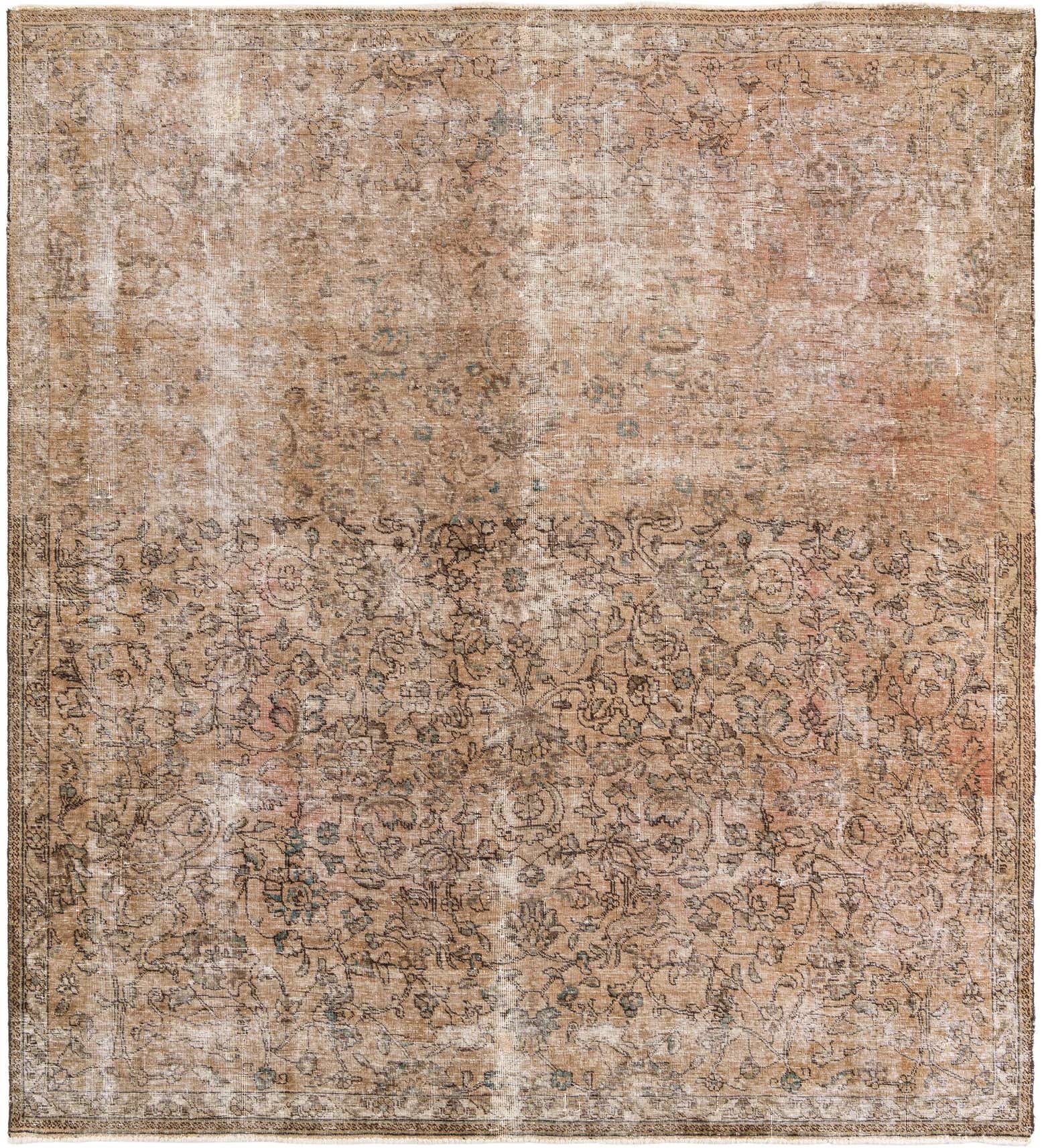 7' 9 x 8' 4 Hand Knotted Ultra Vintage Persian Wool Square Rug