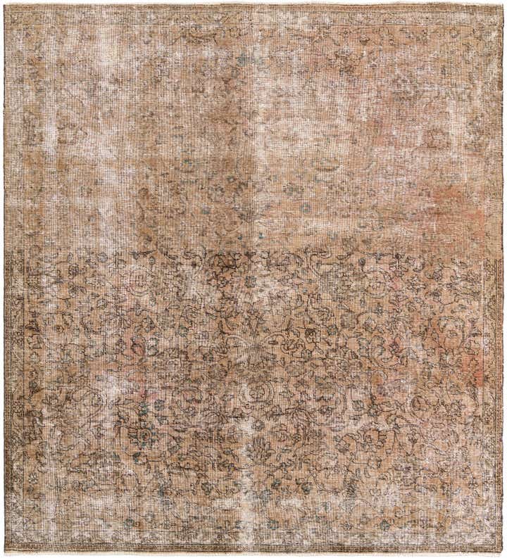 7' 9 x 8' 4 Hand Knotted Ultra Vintage Persian Wool Square Rug