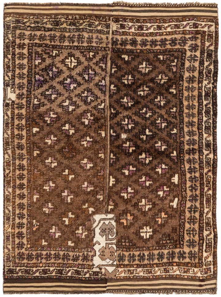5' 3 x 6' 10 Hand Knotted Ultra Vintage Persian Wool Square Rug
