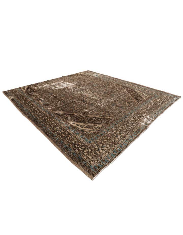 10' 5 x 11' 2 Hand Knotted Ultra Vintage Persian Wool Square Rug