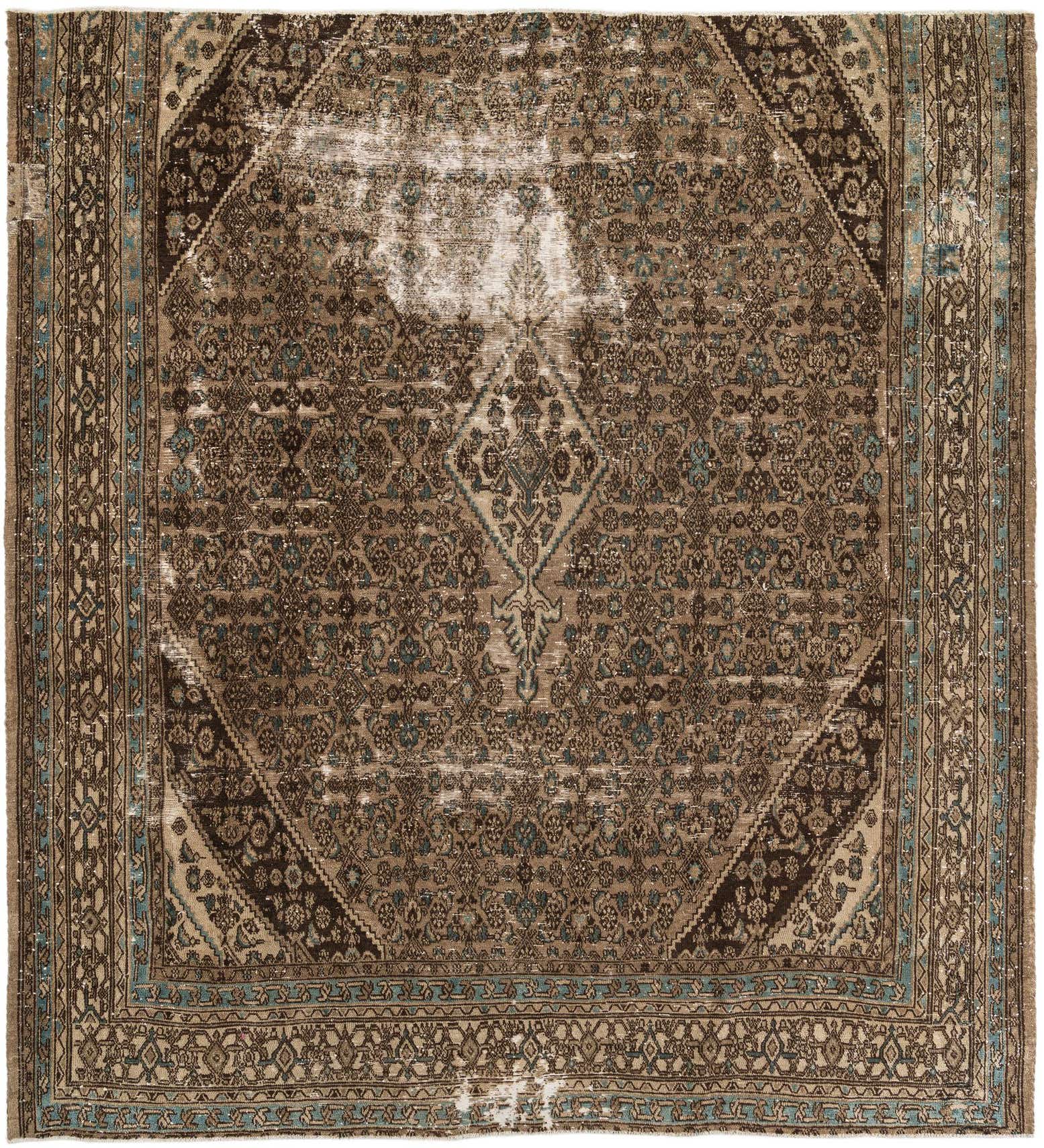 10' 5 x 11' 2 Hand Knotted Ultra Vintage Persian Wool Square Rug