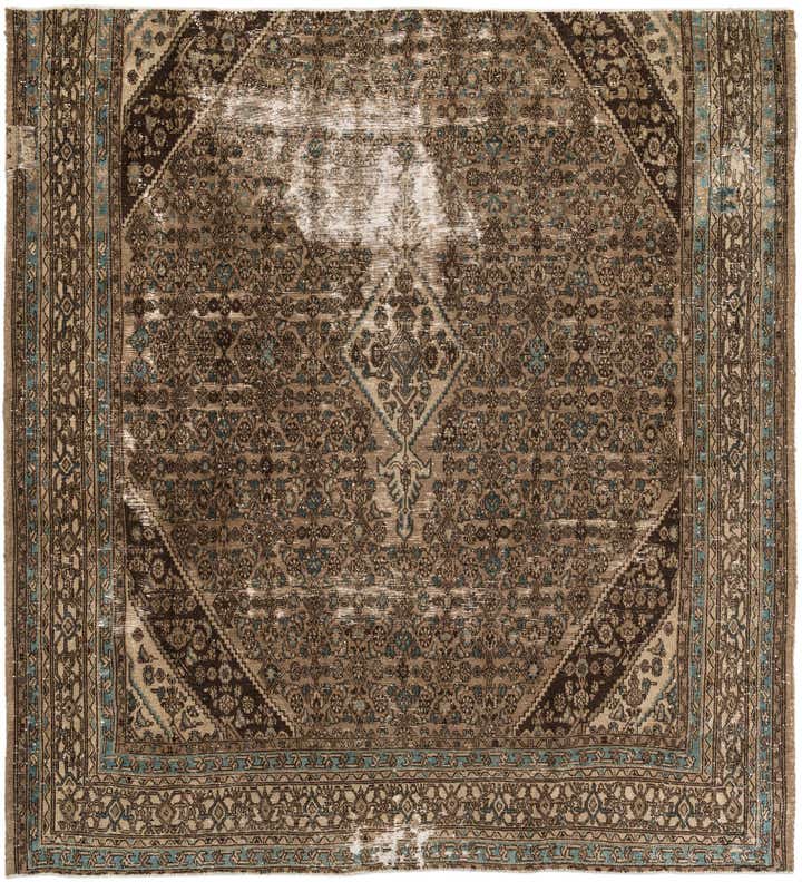 10' 5 x 11' 2 Hand Knotted Ultra Vintage Persian Wool Square Rug