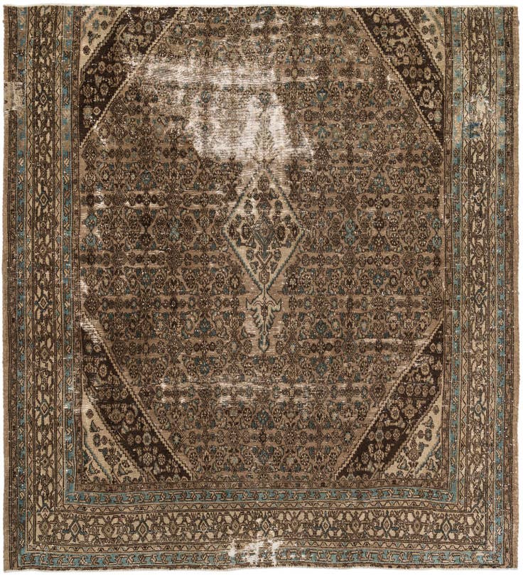 Detail image of 10' 5 x 11' 2 Hand Knotted Ultra Vintage Persian Wool Square Rug