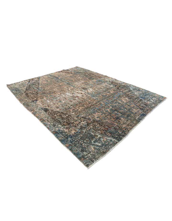 6' 5 x 7' 10 Hand Knotted Ultra Vintage Persian Wool Square Rug