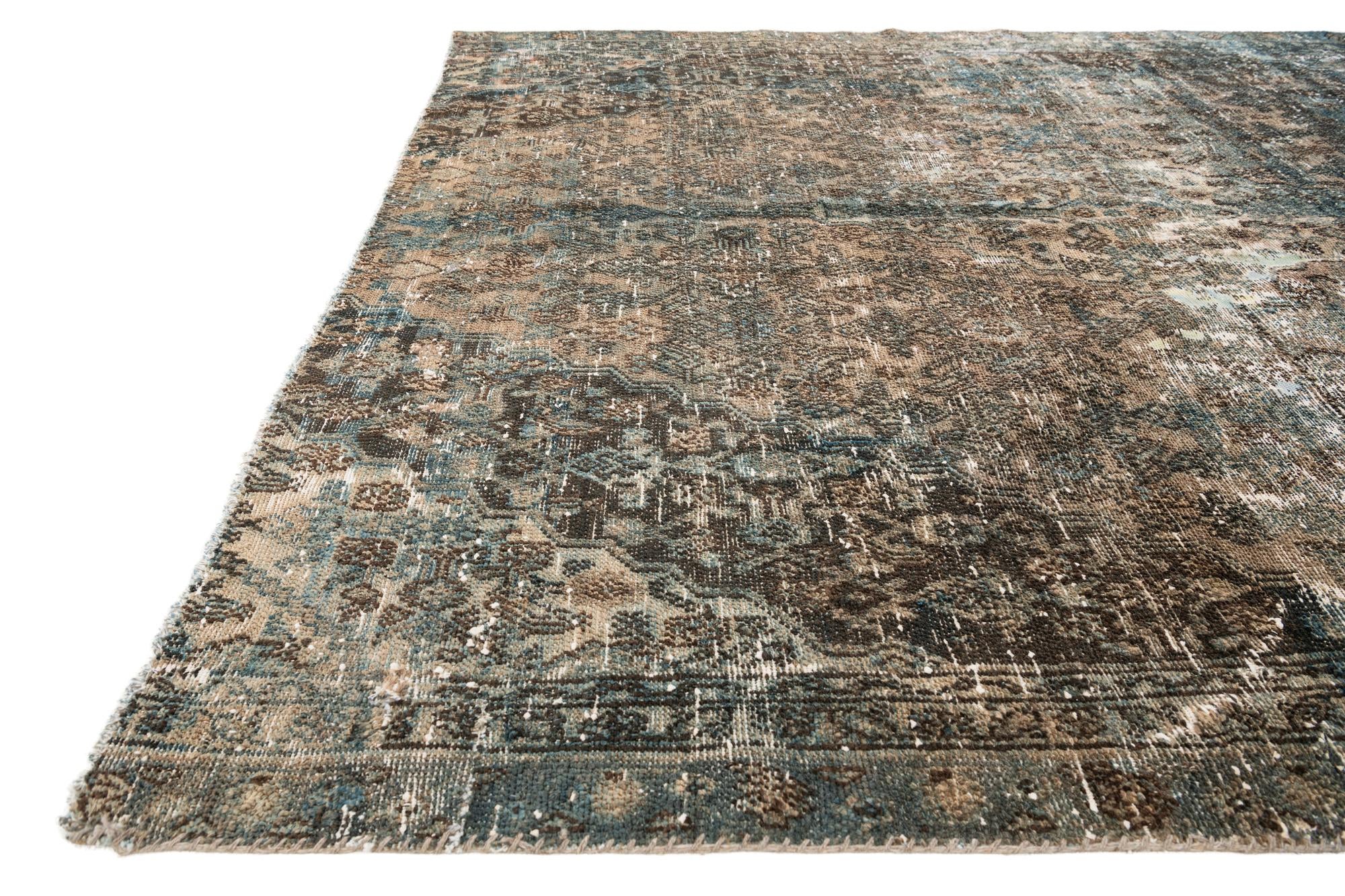 6' 5 x 7' 10 Hand Knotted Ultra Vintage Persian Wool Square Rug