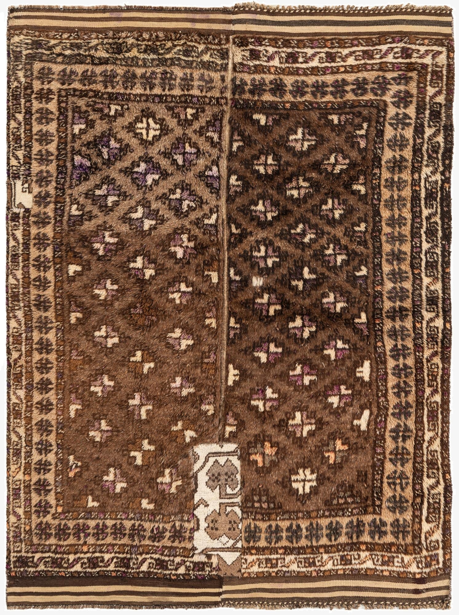 5' 3 x 6' 10  Hand Knotted Ultra Vintage Persian Wool Square Rug