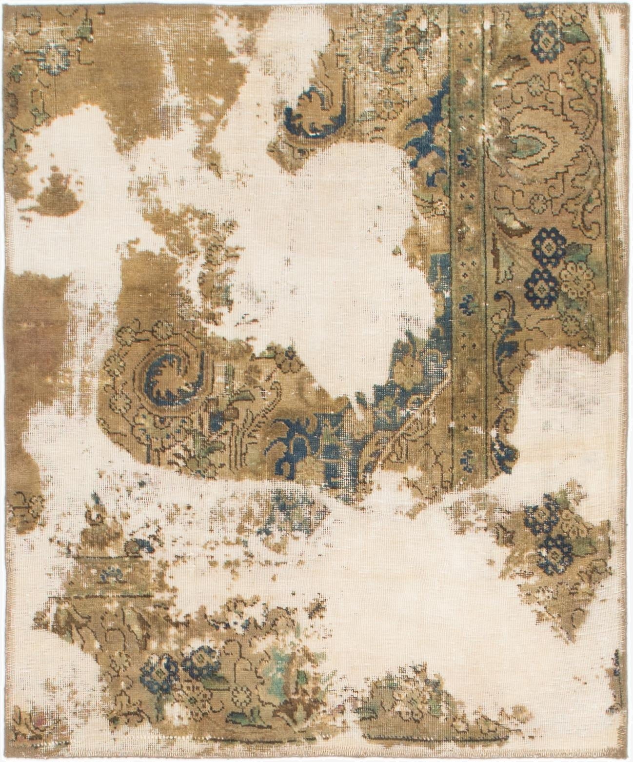 3' 10 x 4' 8  Hand Knotted Ultra Vintage Persian Wool Square Rug