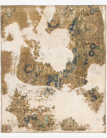 3' 10 x 4' 8 Hand Knotted Ultra Vintage Persian Wool Square Rug