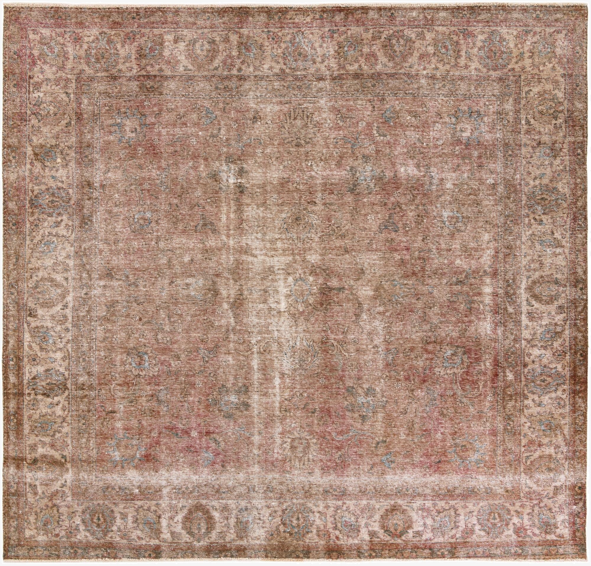 9' 2 x 9' 6  Hand Knotted Ultra Vintage Persian Wool Square Rug