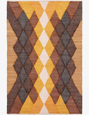Brown Yellow Black Hand Braided Chindi Cotton Rug