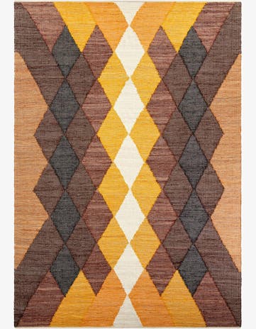 Brown Yellow Black Hand Braided Chindi Cotton Rug