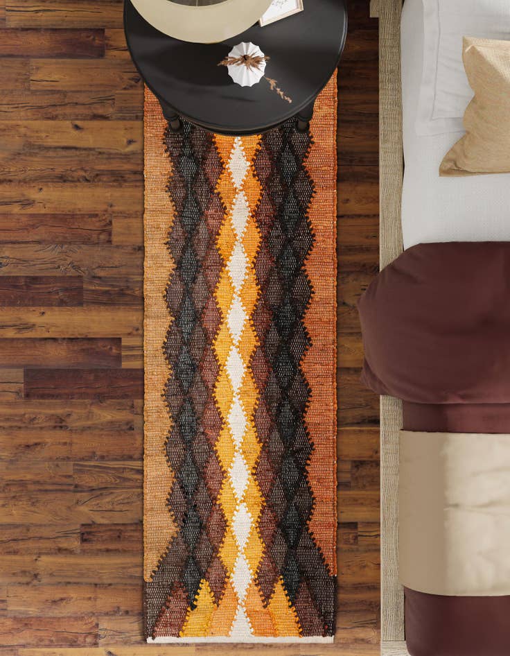 Detail image of 2' x 8'  Hand Braided Chindi Cotton Runner Rug