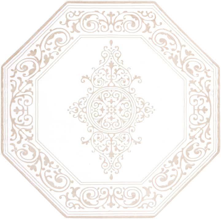 7' 10 x 7' 10 Bunting · Medallion rug, snow white and beige