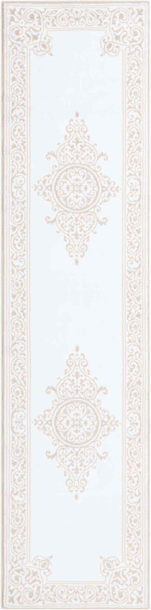 2' 6 x 10' Bunting · Medallion rug, snow white and beige