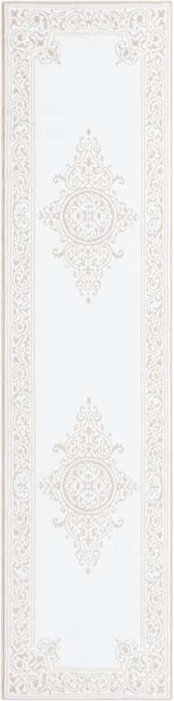2' 6 x 10' Bunting · Medallion rug, snow white and beige