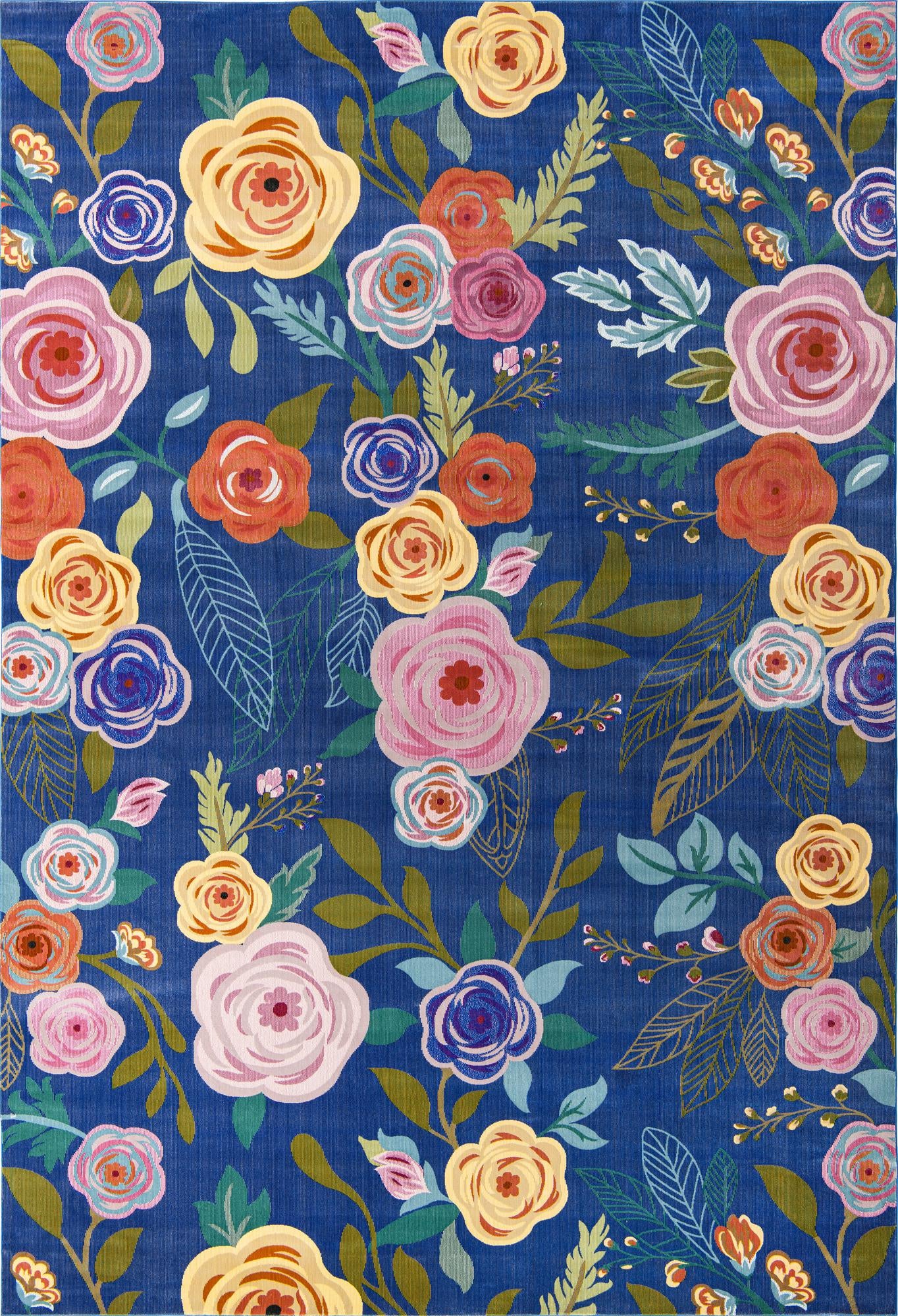 Burbank · Floral / botanical rug, blue