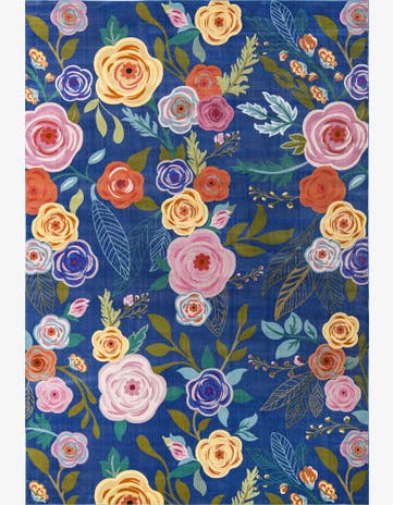 Burbank · Floral / botanical rug, blue