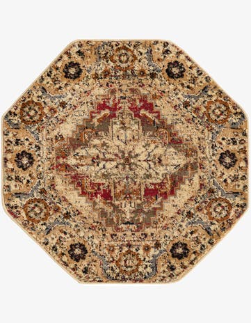 Burgundy Beige Saturn Octagon Rug